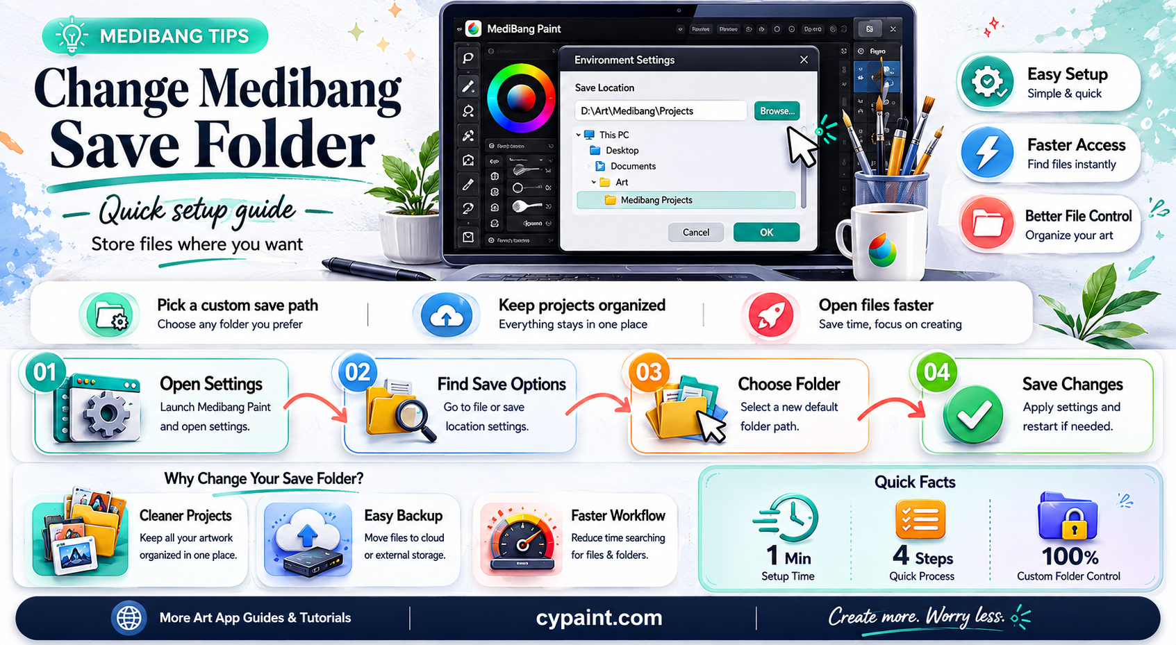 can you change the save folder of medibang paint