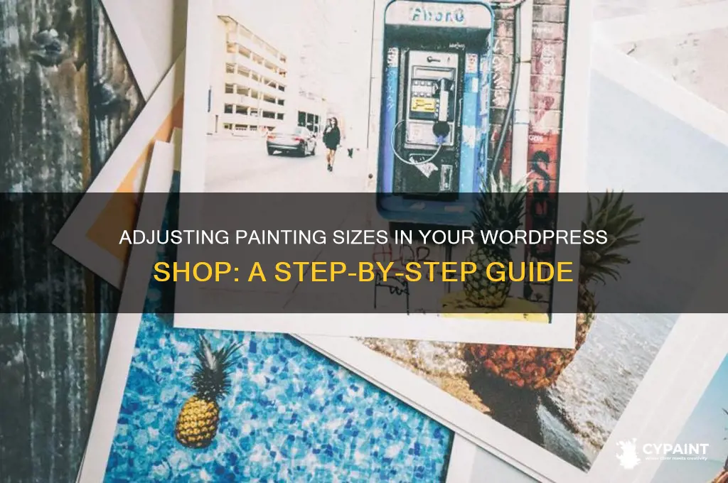 how to change painting sizes in shop in wordpress website
