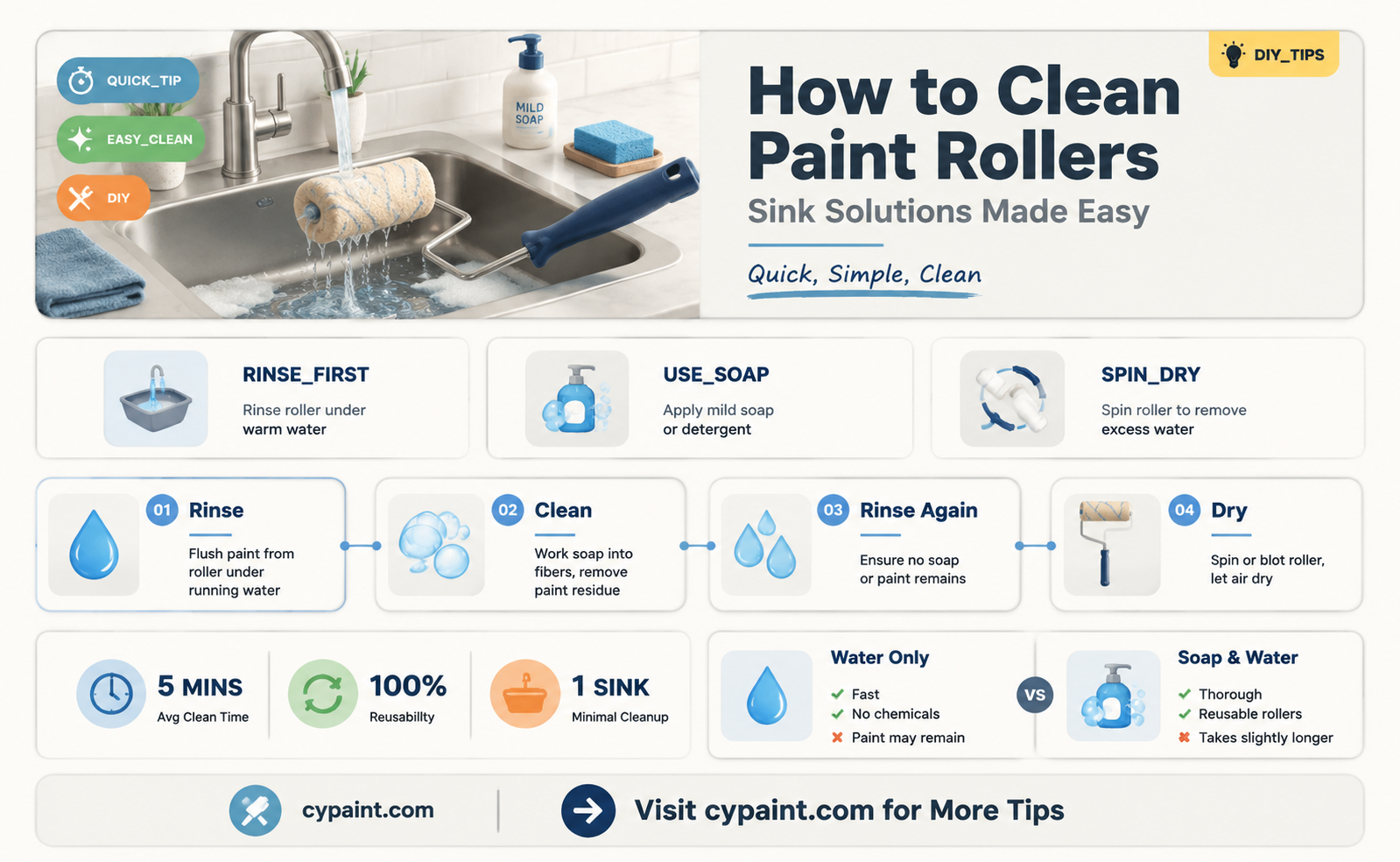 can i wash my paint roller in the sink