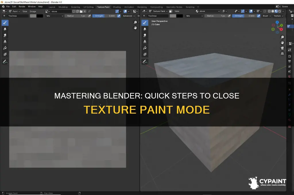 how to close texture paint in blender