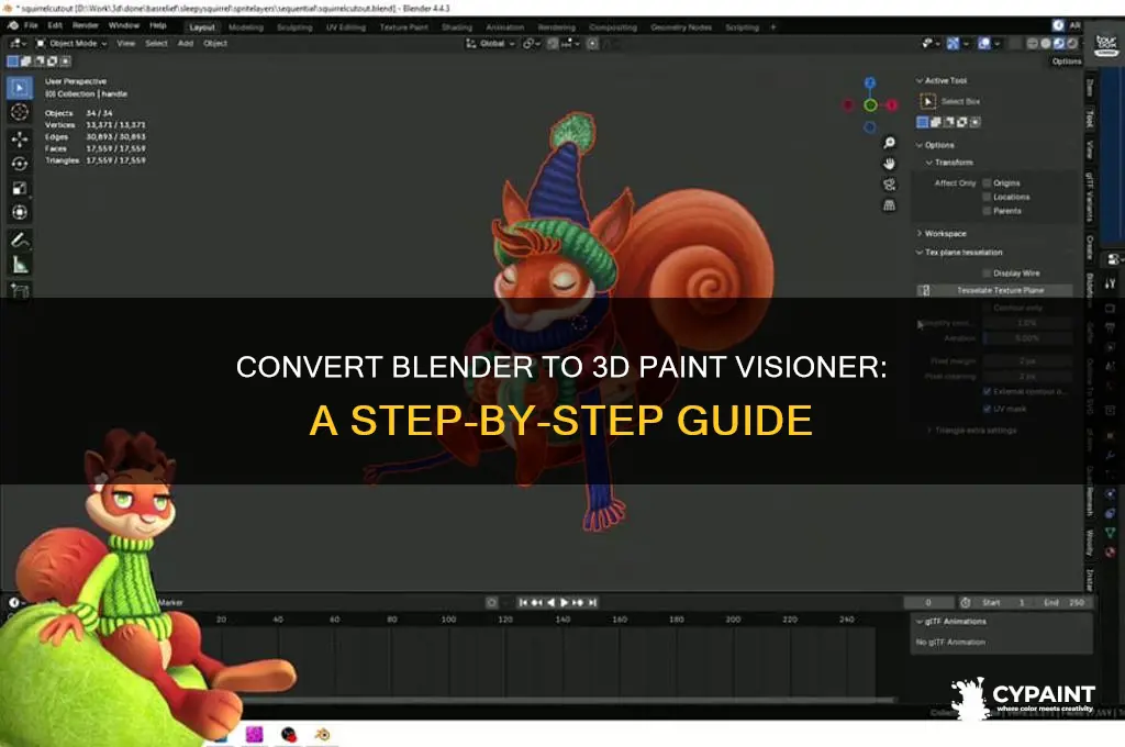 how to convert blender to 3d paint visioner