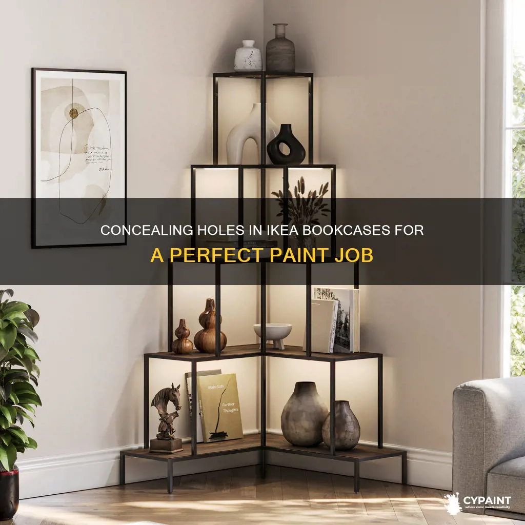 how to cover holes in ikea bookcase before painting