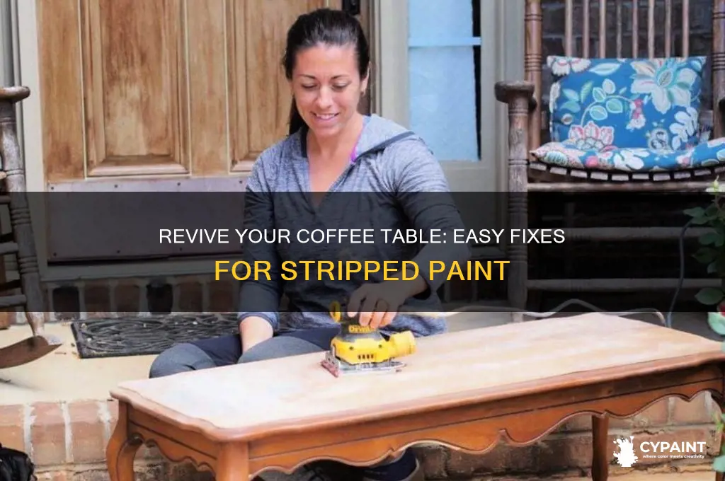 how to cover up stripped paint on a coffee tabe