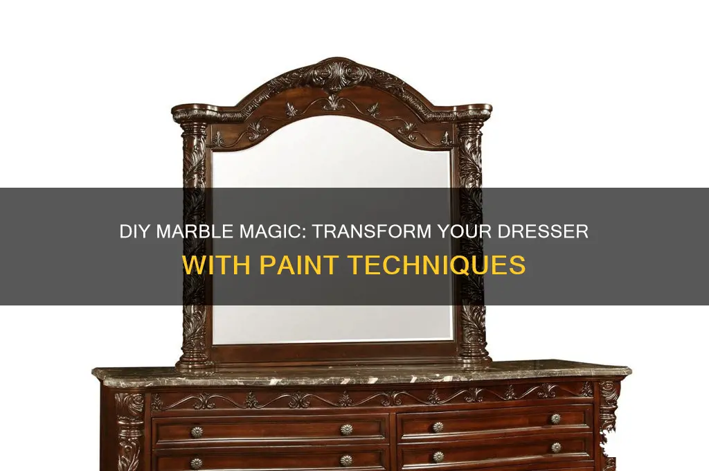 how to create a marble effect with paint on dresser