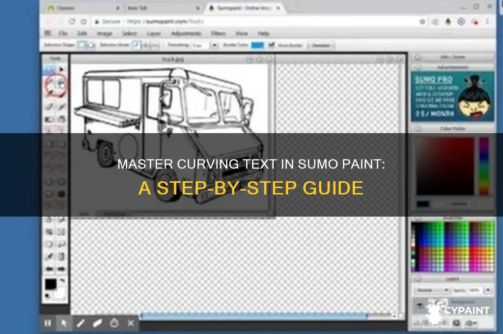 how to curve text in sumo paint