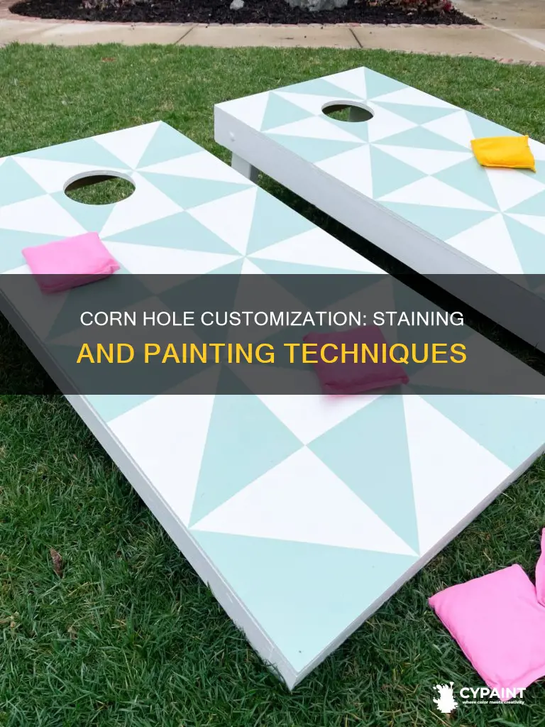 how to decorate corn hole with stain and paint