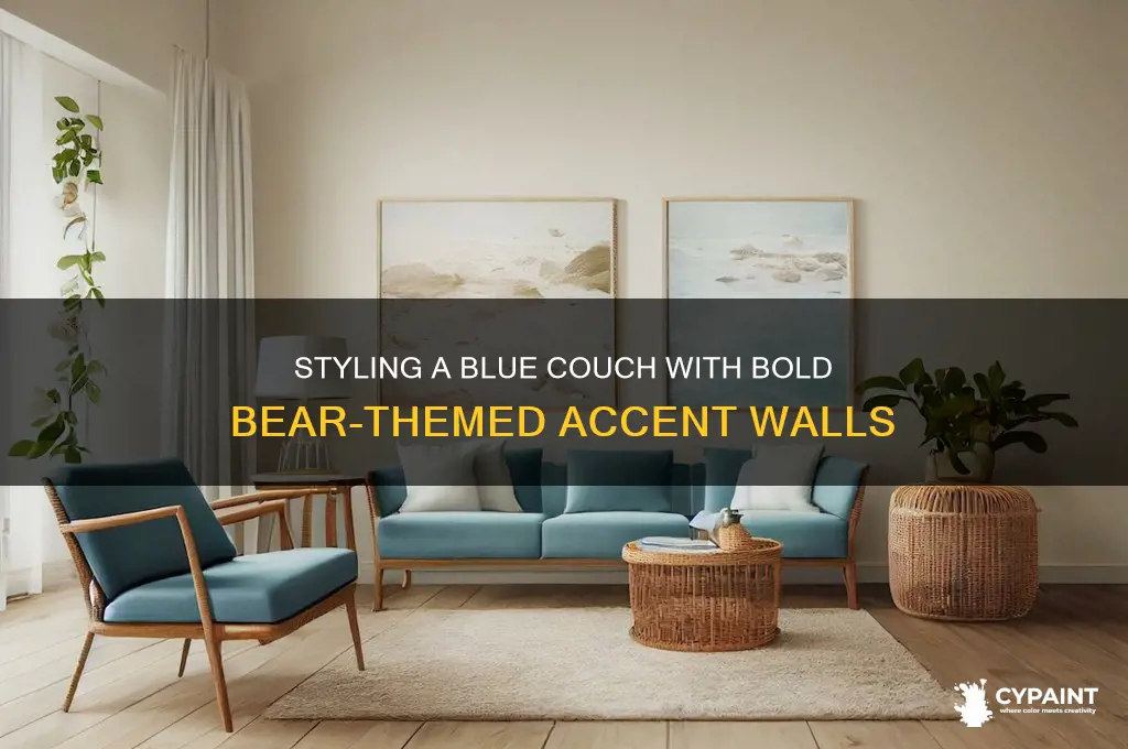 how to decorate with a blue couch with bear paint