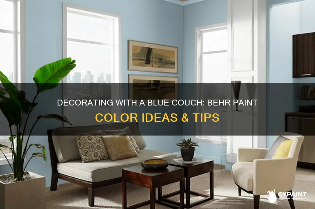 how to decorate with a blue couch with behr paint