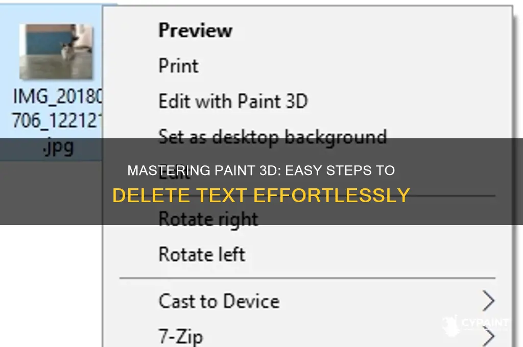 how to delete text in paint 3d
