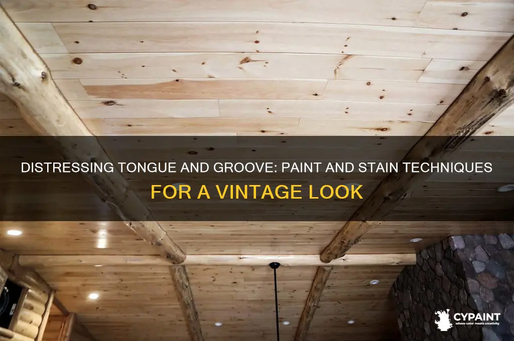 how to distress tounge and groove with paint and stain