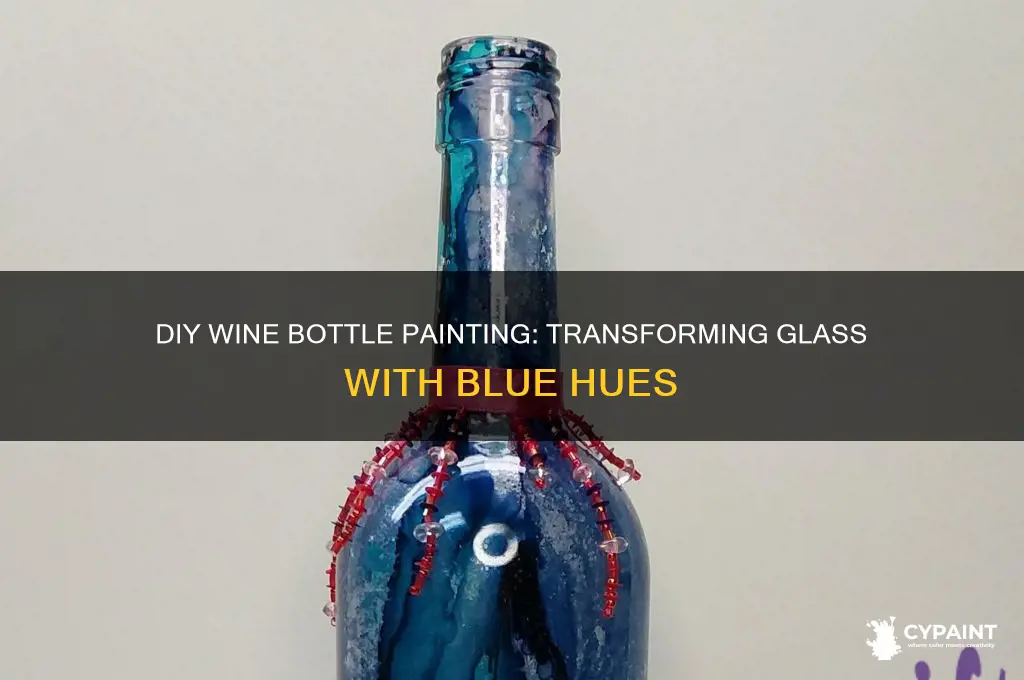 how to diy paint a wine blue bottle