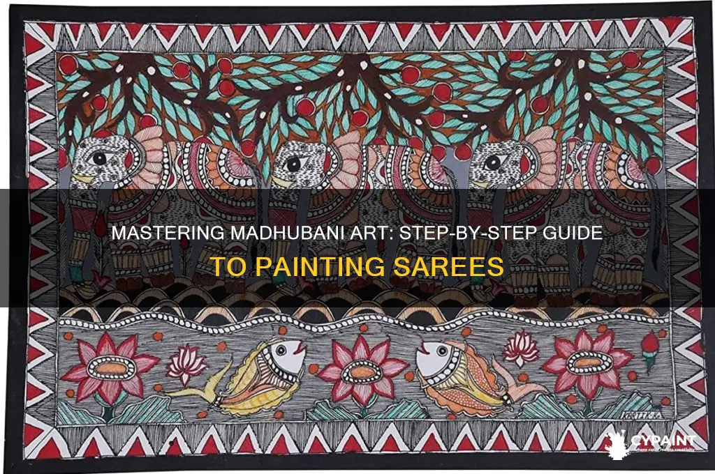how to do madhubani painting on saree