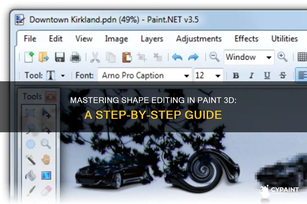 how to edit placed shapes in paint 3d
