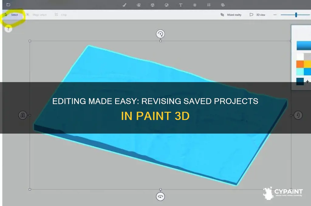 how to edit saved projects on paint 3d