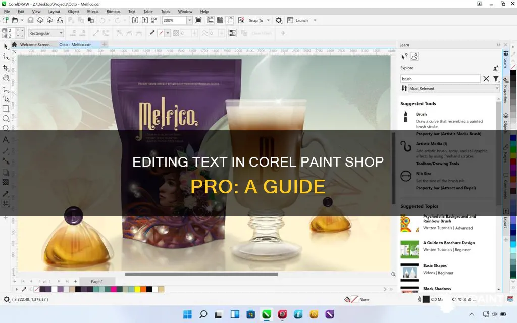 how to edit text in corel paint shop pro
