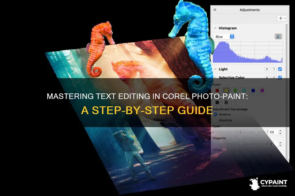how to edit text in corel photo paint