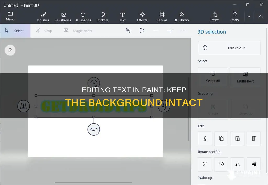 how to edit text without changing background in paint