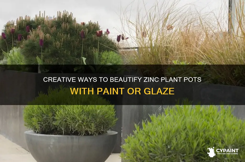 how to enhance zinc plant pots with paint or glaze
