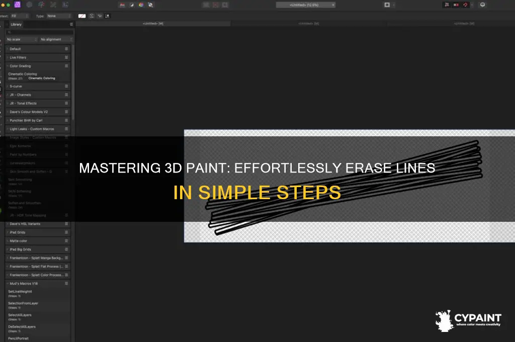 how to erase lines in 3d paint