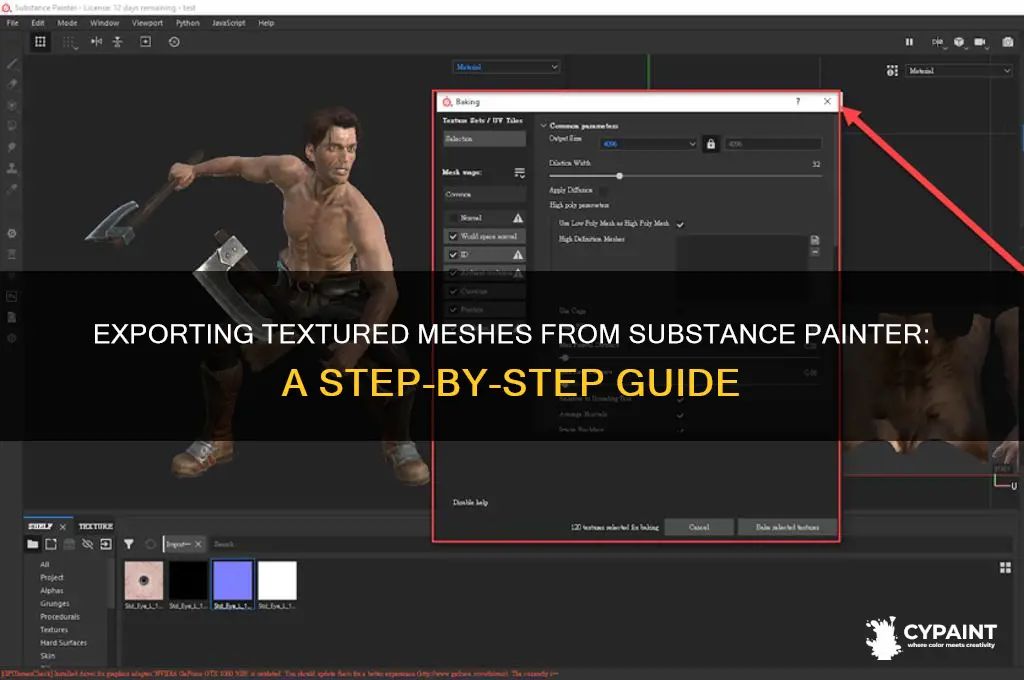 how to export a mesh with texture in substance painter