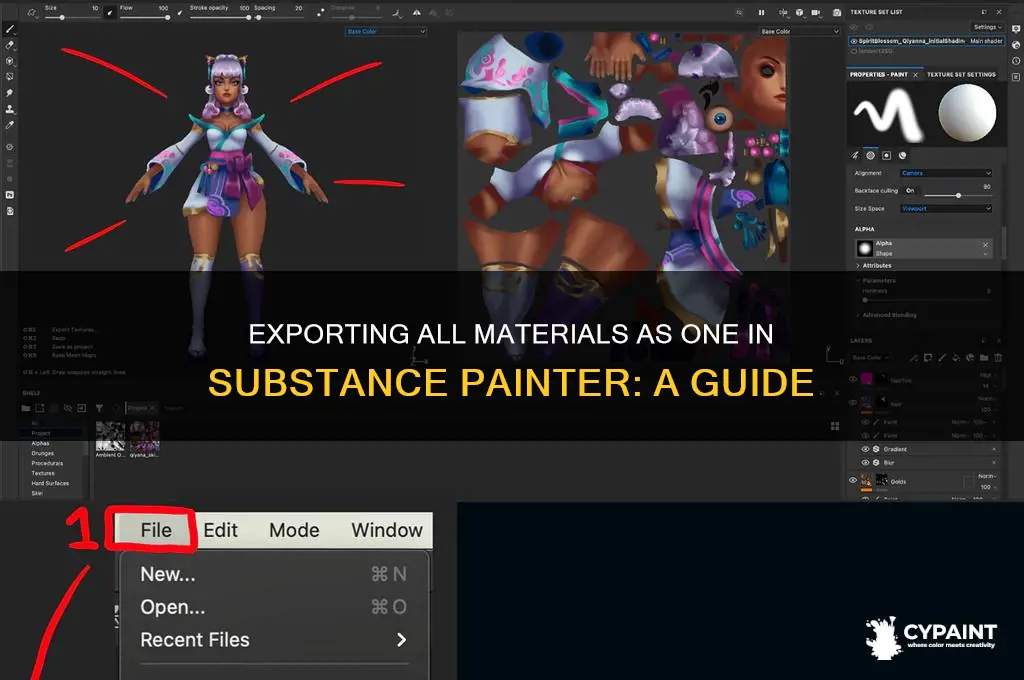 how to export from substance painter all materials into one