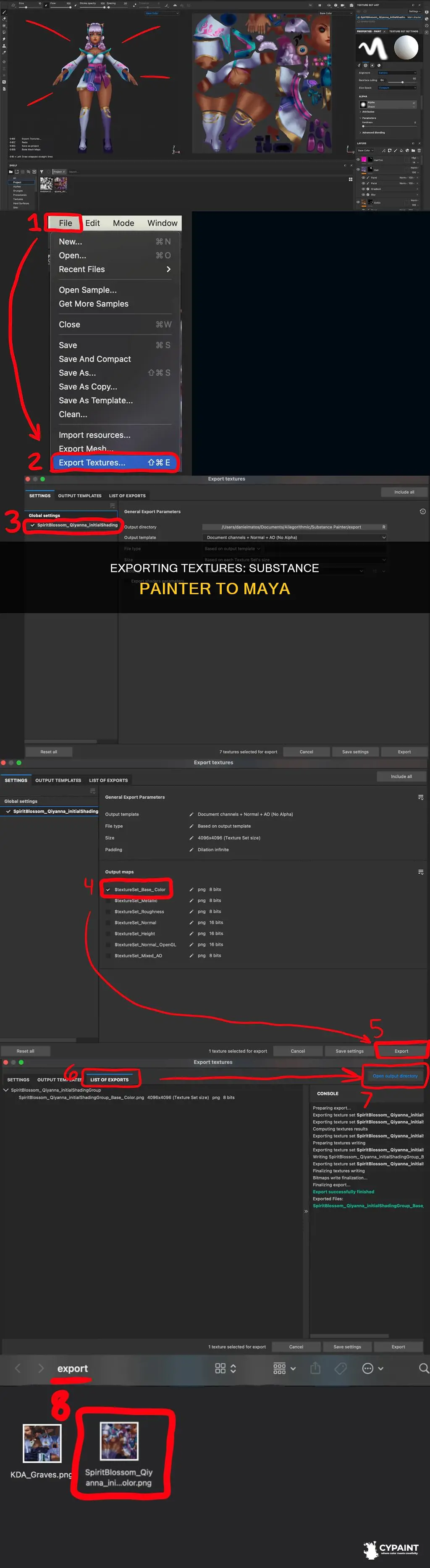 how to export texture from substance painter to maya