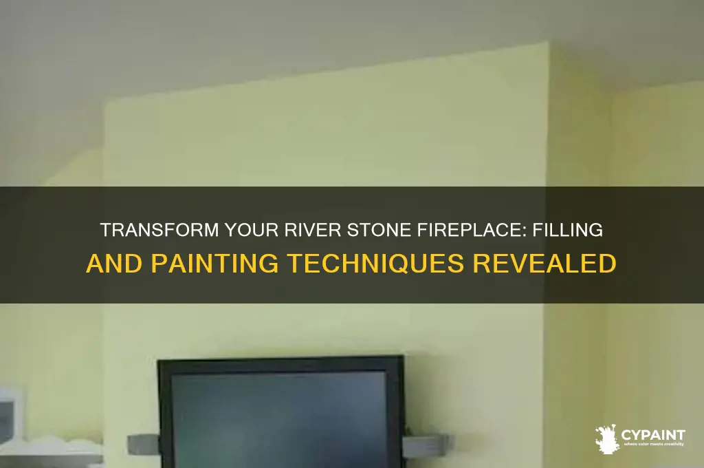 how to fill and paint river stone fireplace