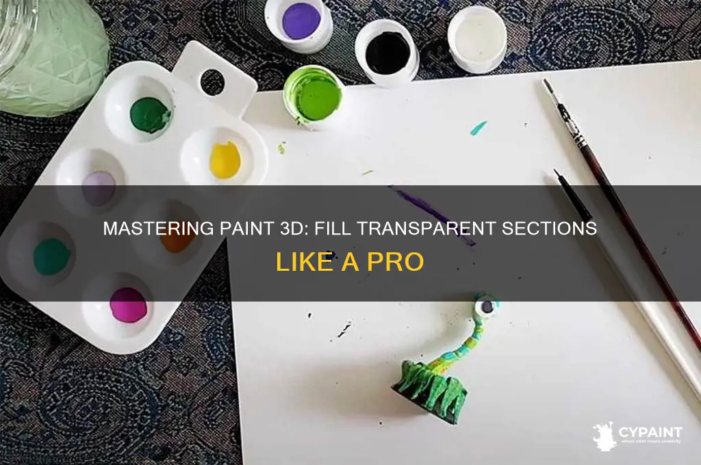 how to fill in a transparent section in paint 3d
