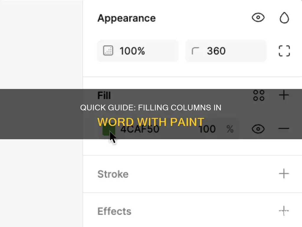 how to fill in column in word with paint