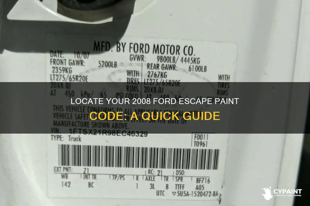 how to find paint code 2008 ford escape