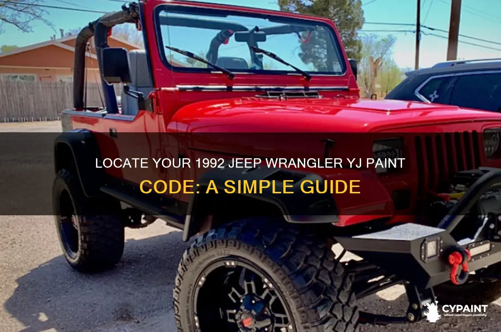how to find paint code for 1992 jeep wrangler yj