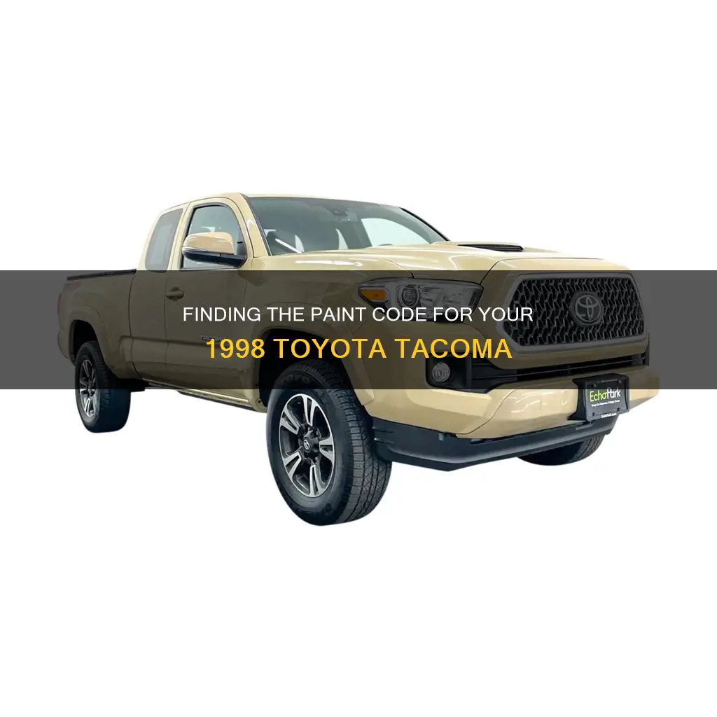 how to find paint code for 1998 toyota tacoma