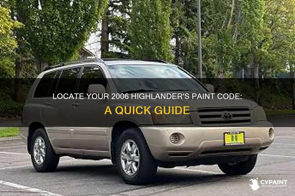 how to find the paint code on a 2006 highlander