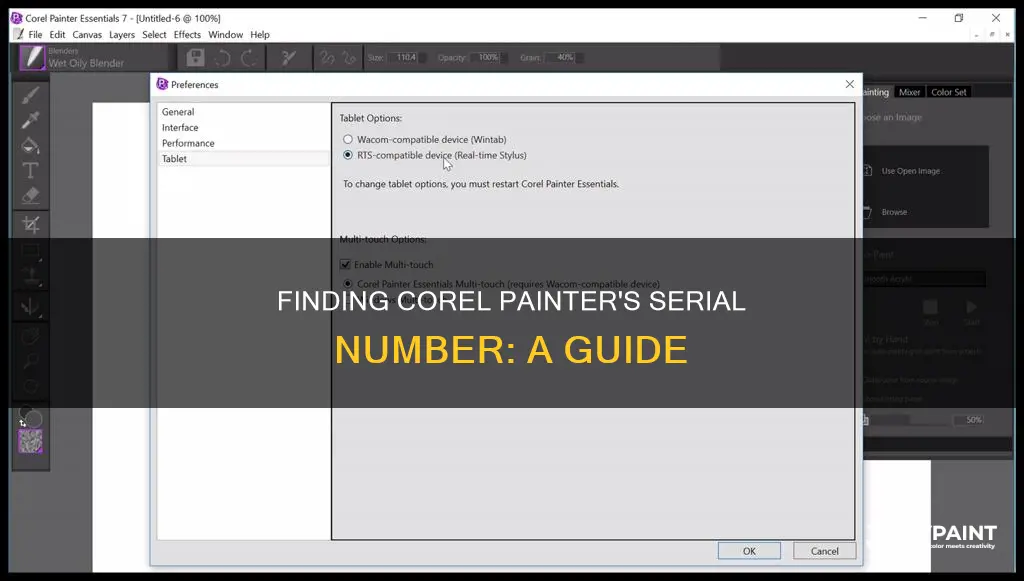 how to find the serial number on corel painter