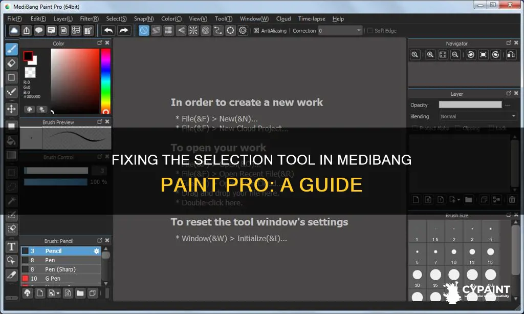 how to fix selection too in medibang paint pro