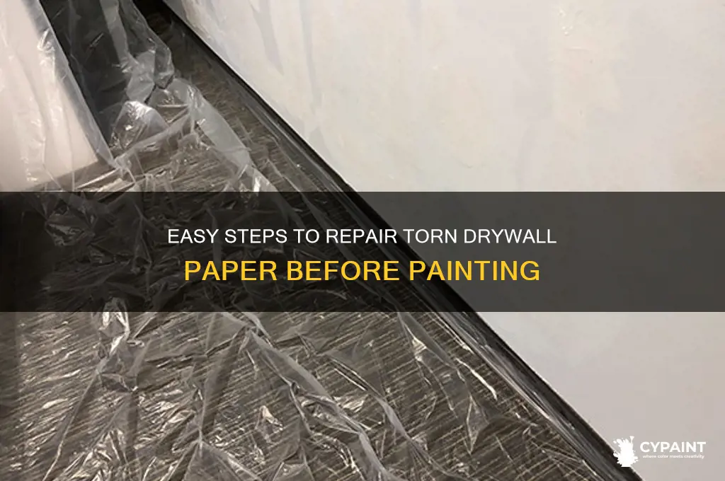 how to fix torn drywall paper before painting
