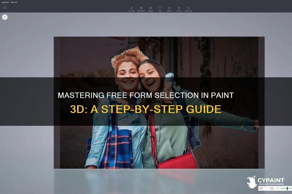 how to free form selcet in paint 3d