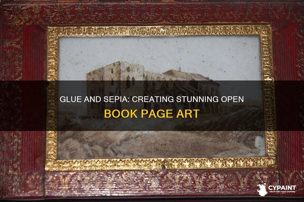 how to glue book pages open and sepia paint them