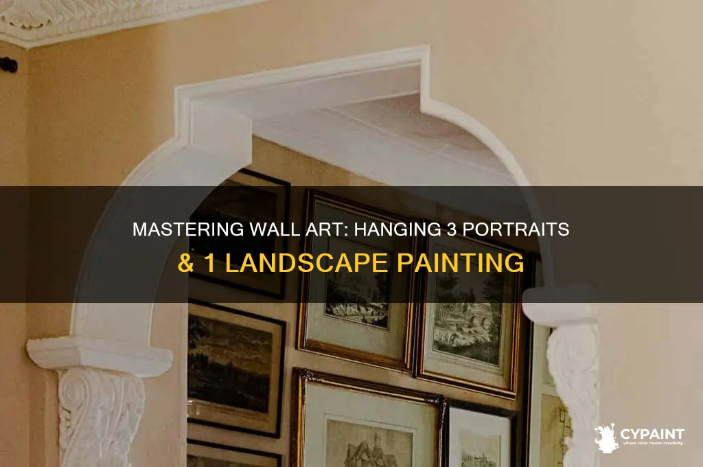 how to hang 3 portrait paintings and one landscape one