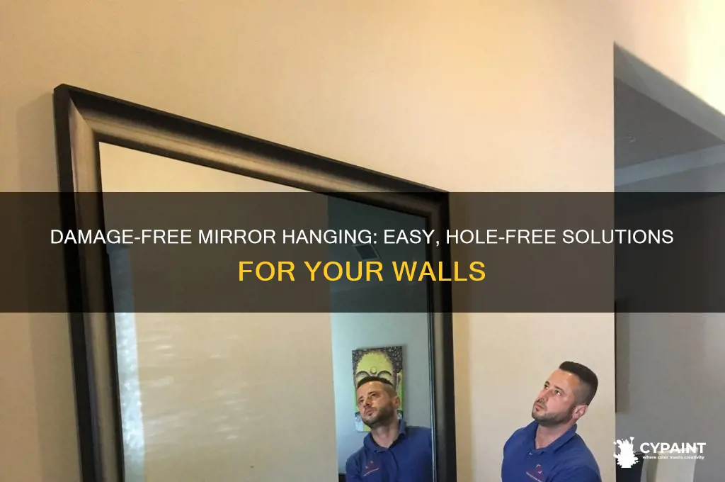 how to hang a mirror without holes or paint damage