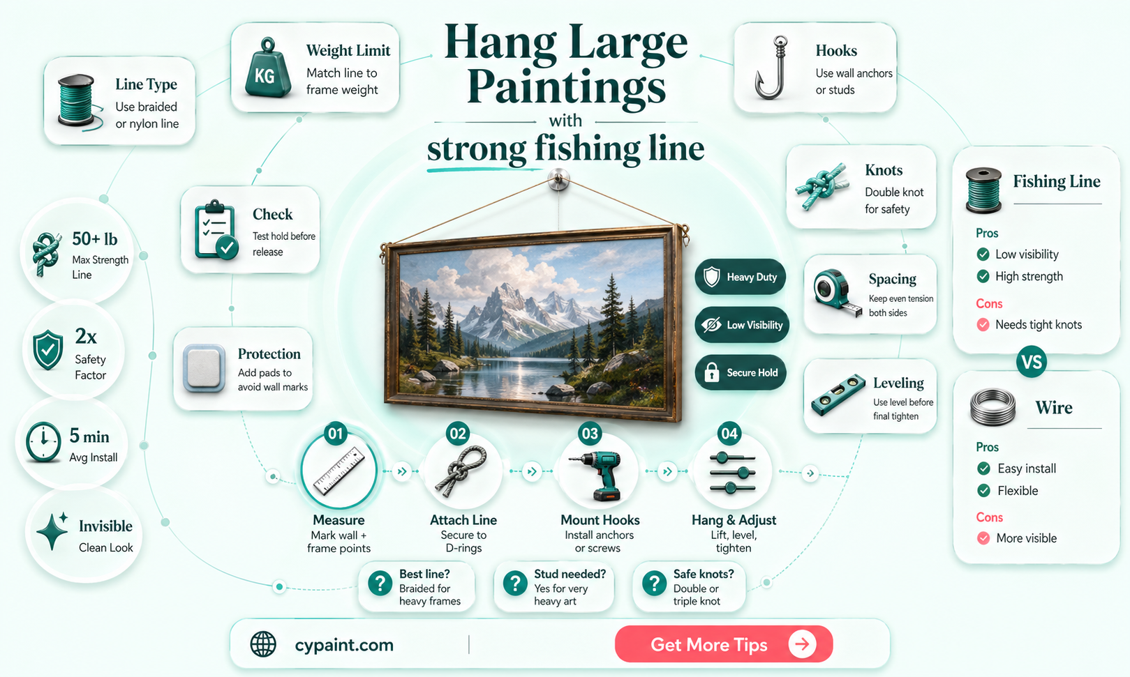 can i hang a large painting with fishing line