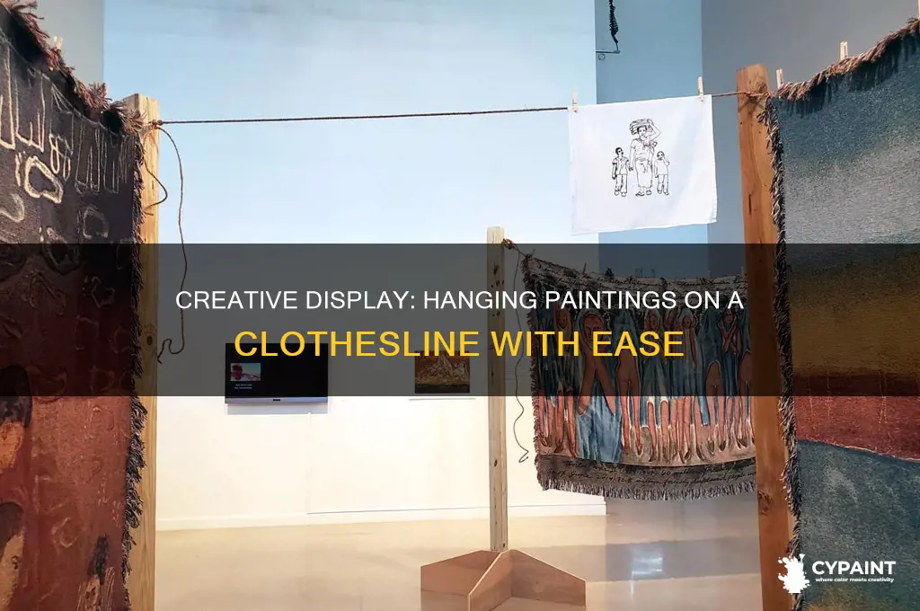how to hang paintings on a clothesline