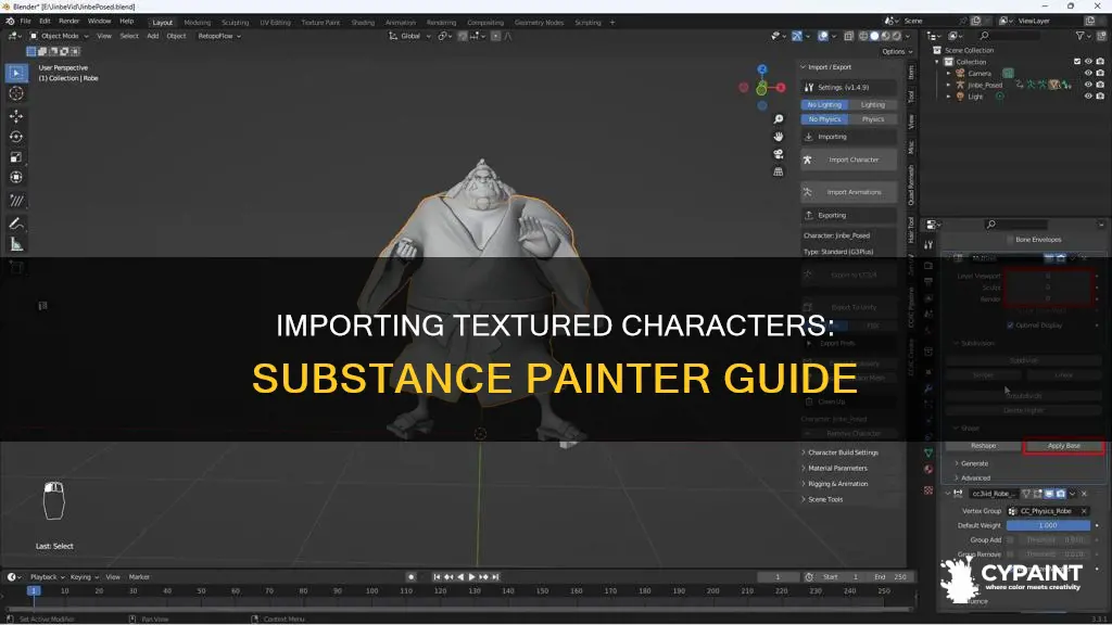 how to import a textured character into substance painter