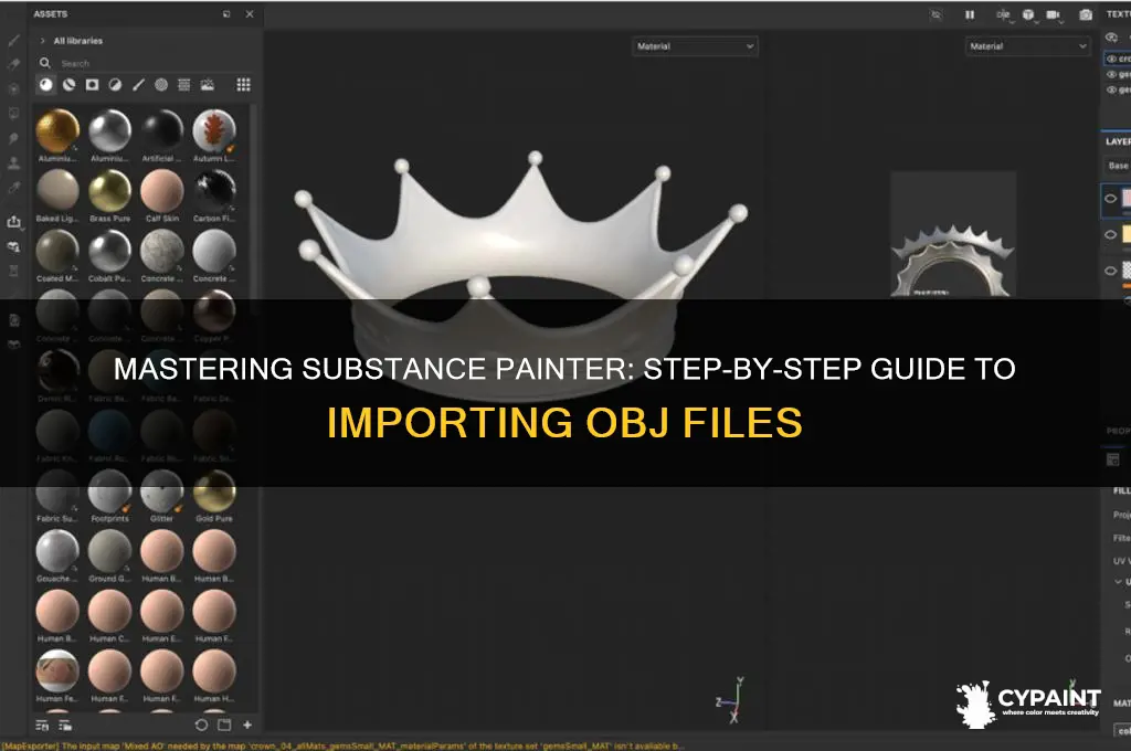 how to import an obj to substance painter