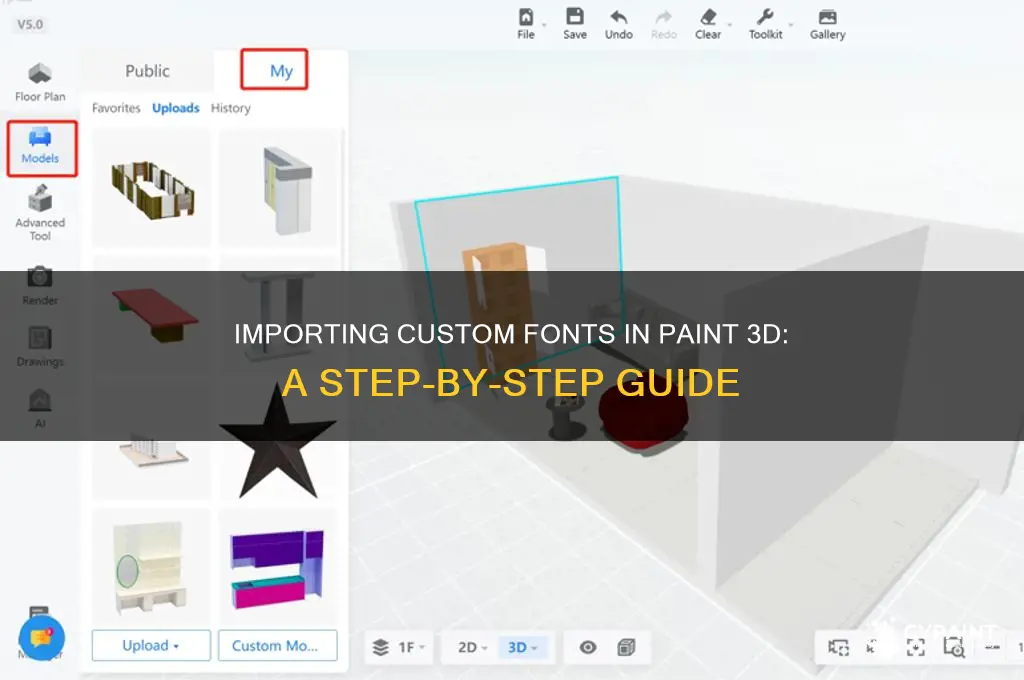 how to import fonts in paint 3d