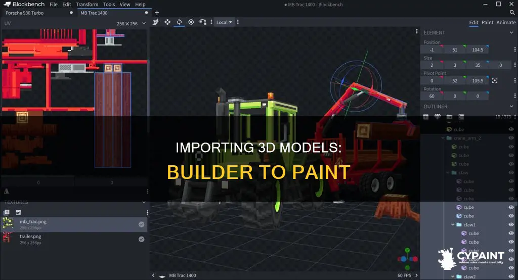 how to import from 3d builder to 3d paint