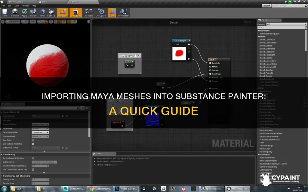 how to import mesh from maya to substance painter