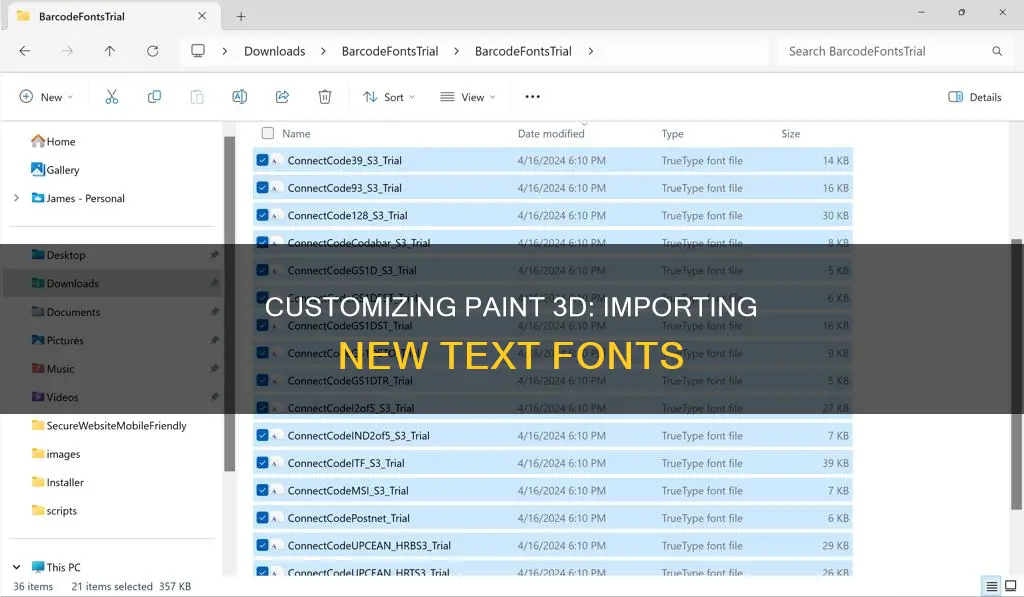 how to import new text fonts to paint 3d