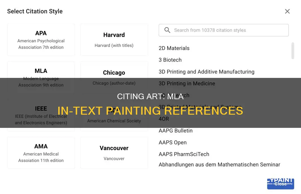 how to in text cite a painting mla format