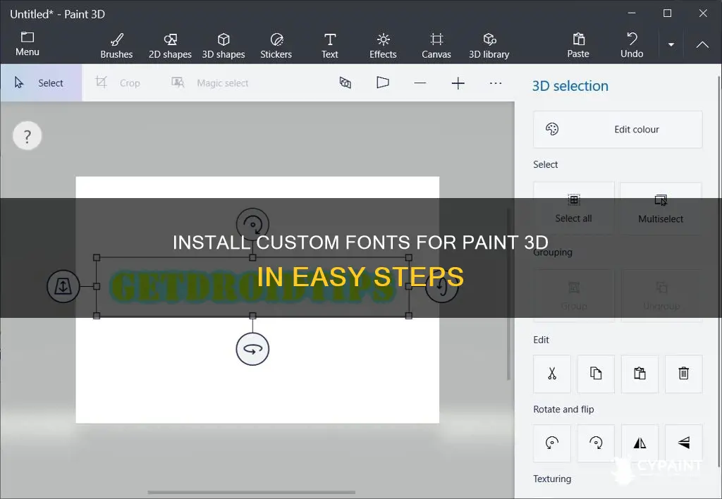 how to install a new font on paint 3d